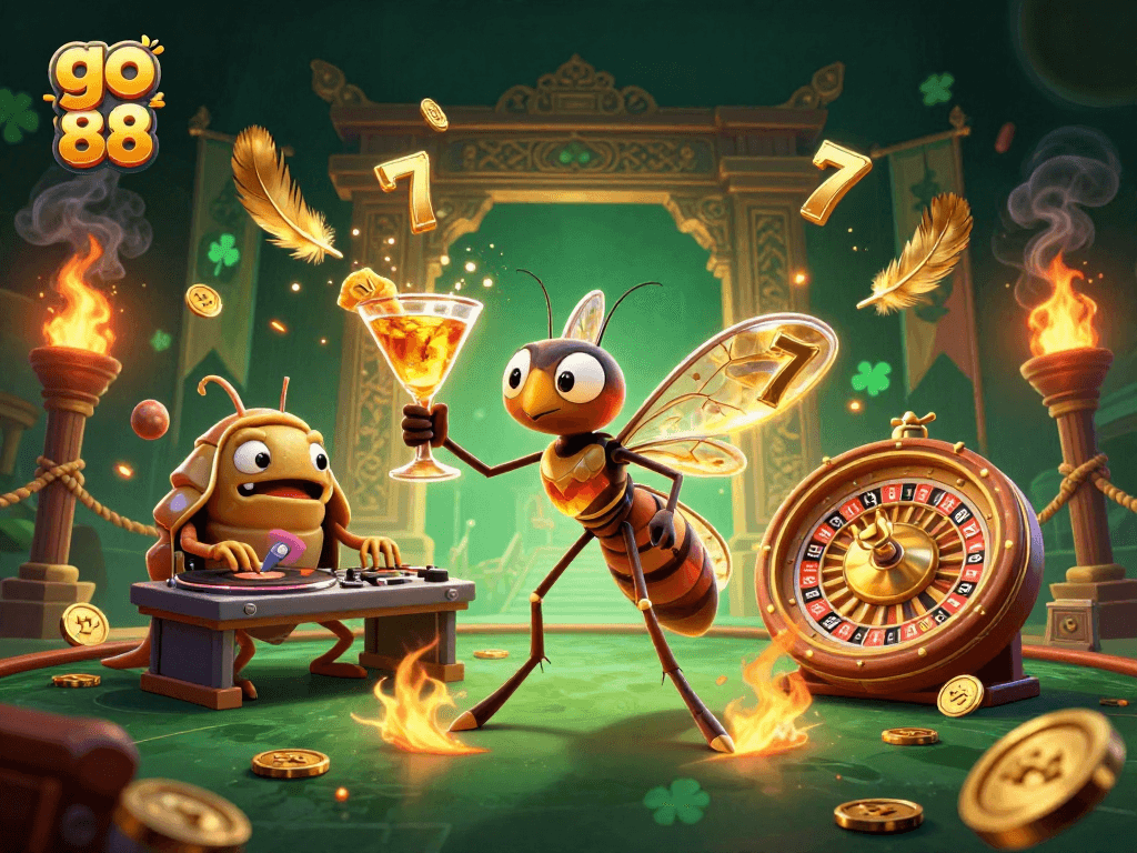 Experience thrilling gameplay with go 88 as cartoon characters engage in lively casino action.