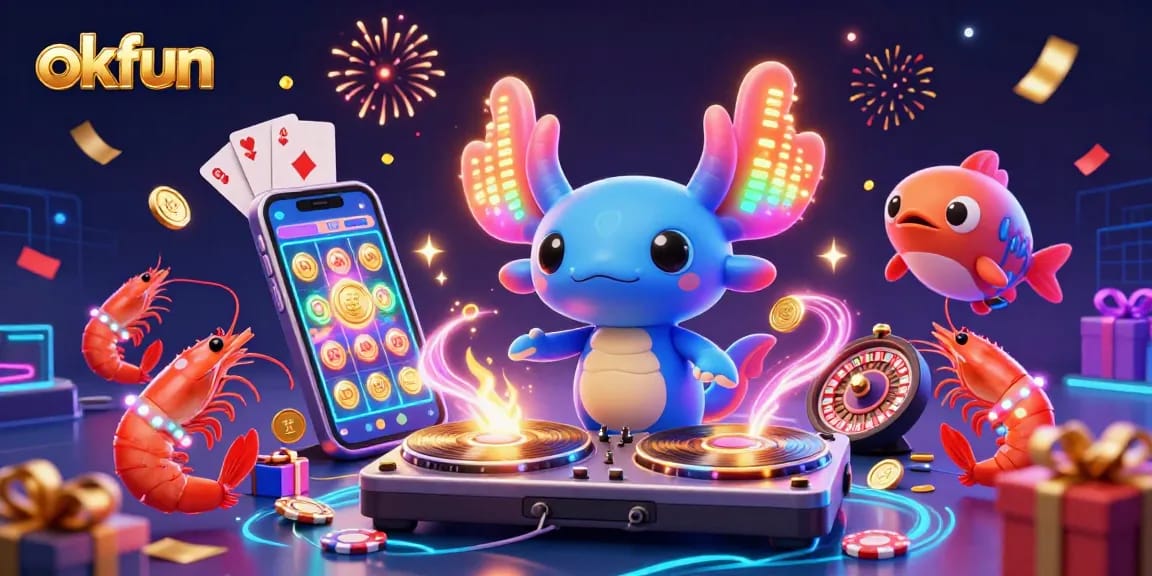 Experience the fun at okfun with vibrant 3D casino elements and engaging characters.