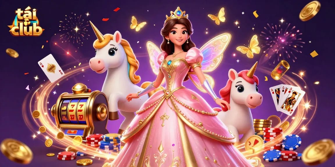Engage in thrilling excitement with tải hit club as vibrant characters celebrate amidst sparkling gems and golden coins.