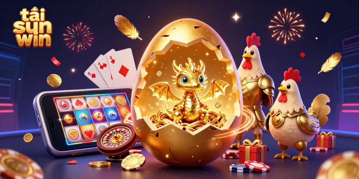 Engage with tải sun win through a vibrant, dynamic illustration showcasing golden dragon and poker elements.