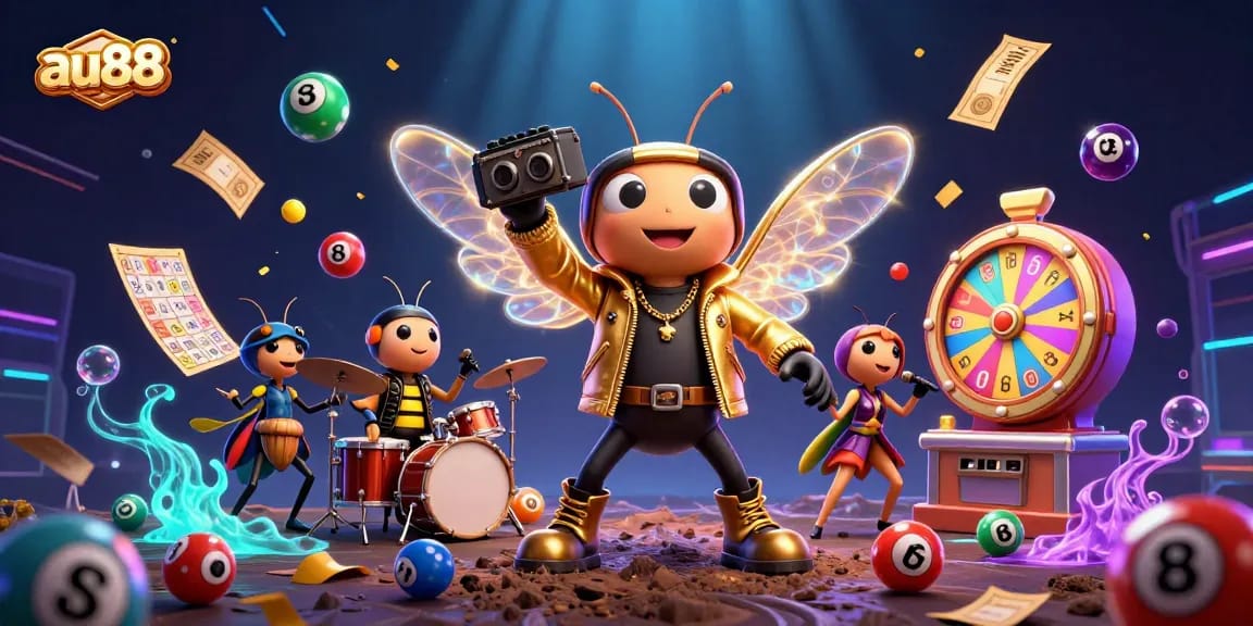 Experience thrilling games at au88 with vibrant lottery elements and energetic characters.