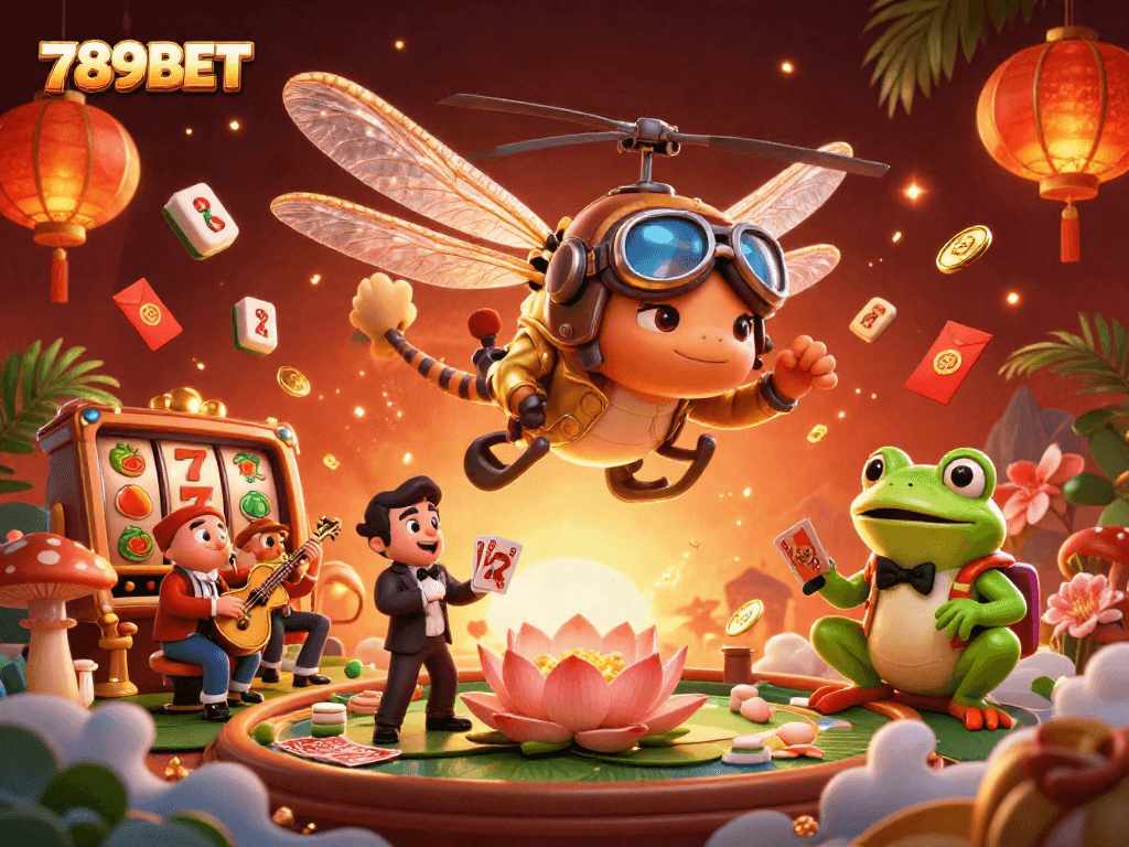 Experience thrilling action at 789BET with a vibrant casino scene filled with characters and games.