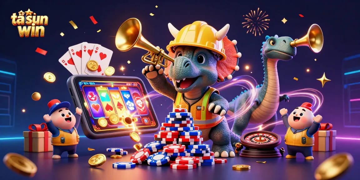 Engage with tải sun win through a vibrant 3D casino scene showcasing excitement and celebration of gaming.
