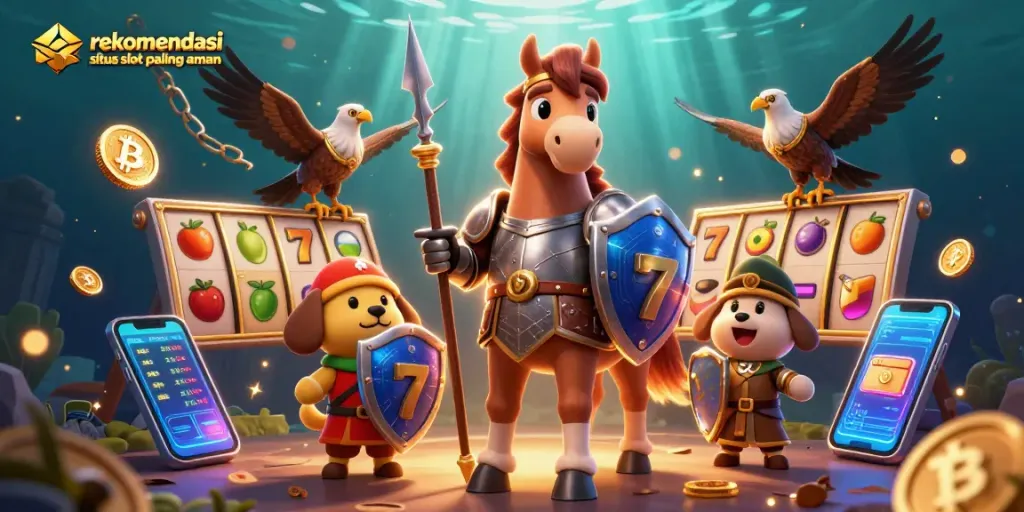 Spin and win on rekomendasi situs slot paling aman with a vibrant slot scene featuring unique characters.