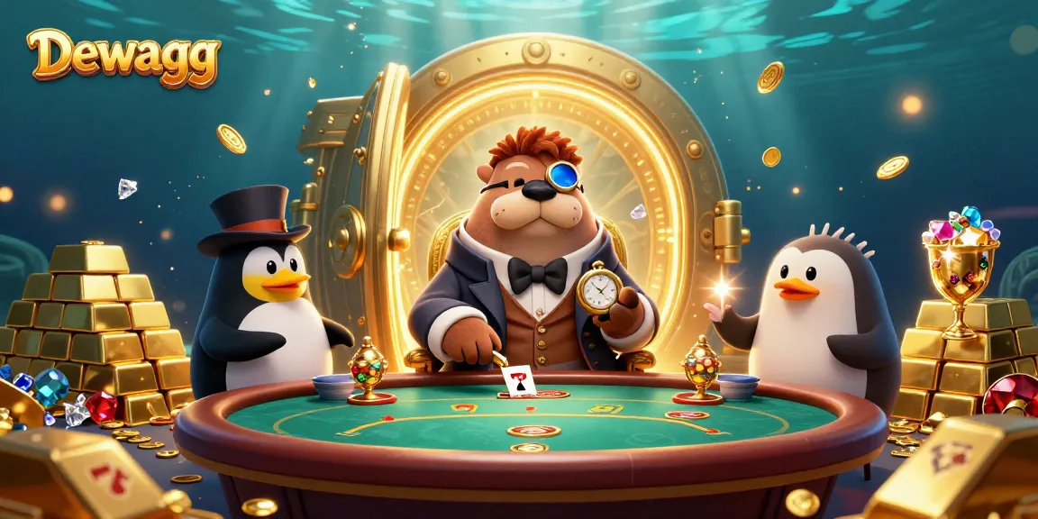 Dewagg showcases a vibrant underwater poker scene, featuring a walrus and playful casino elements.