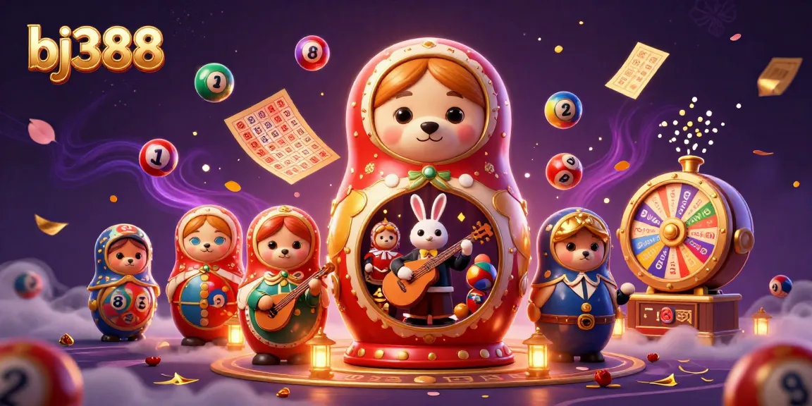 Place bets with bj388, featuring a vibrant casino scene with dancing bears and lottery elements.