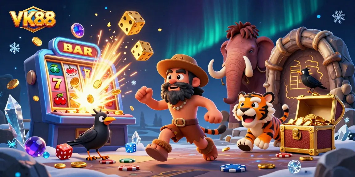 Experience big wins at VK88 with lively casino action featuring unique prehistoric characters.