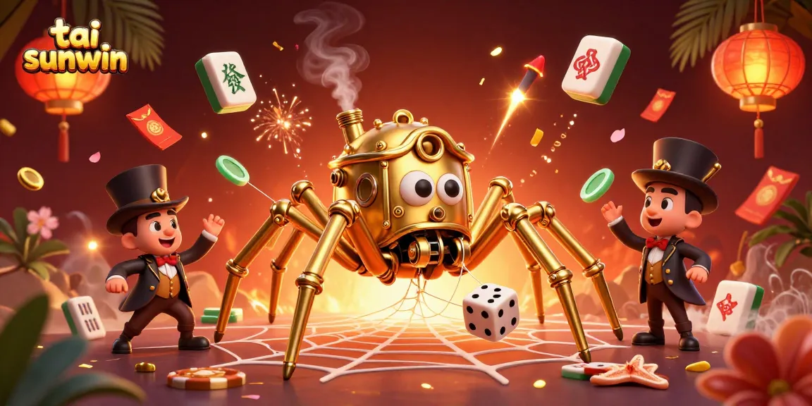 Experience the thrill of tai sunwin through immersive gaming with golden spider webs and vibrant decorations.